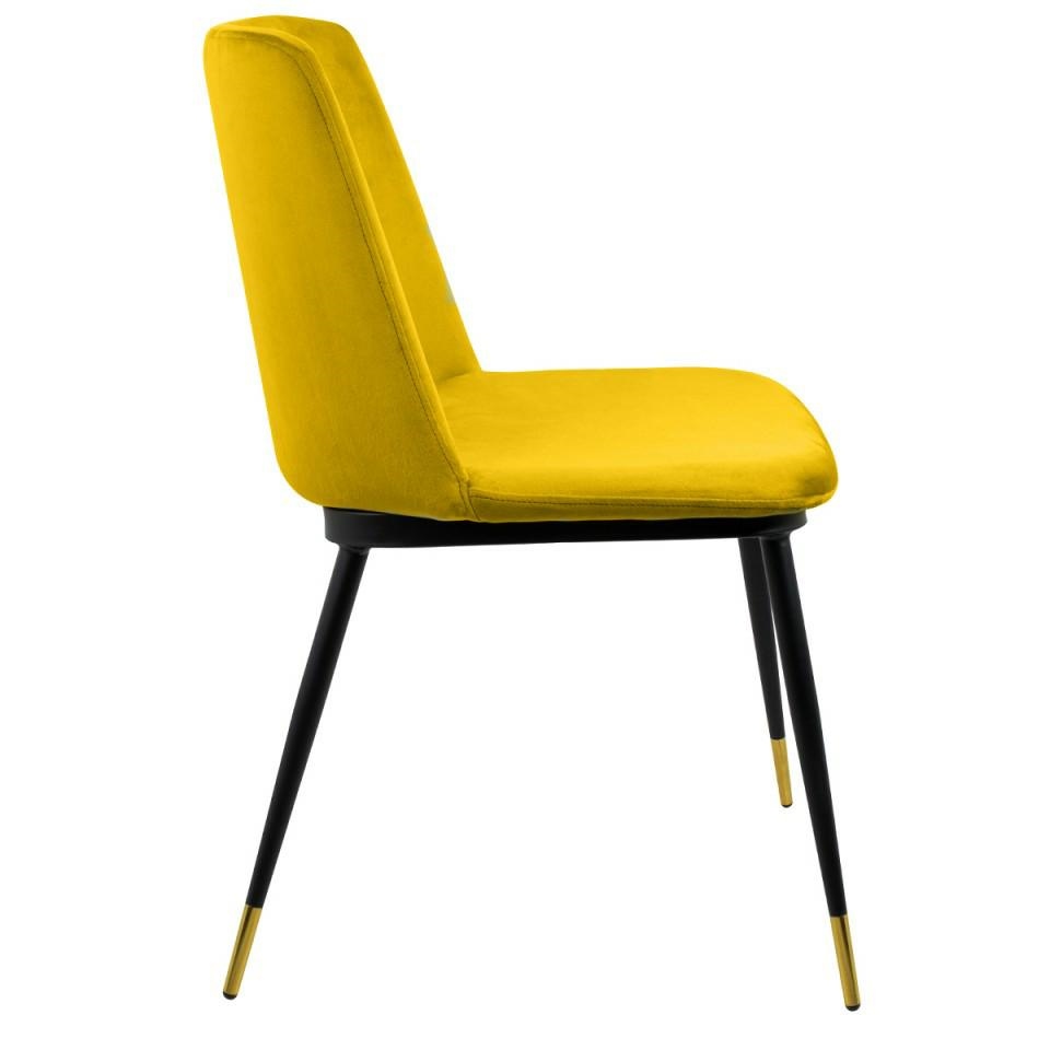Set de 4 Scaune Diego 50x58x82 cm, Catifea Galben Negru Auriu - King Home [3]
