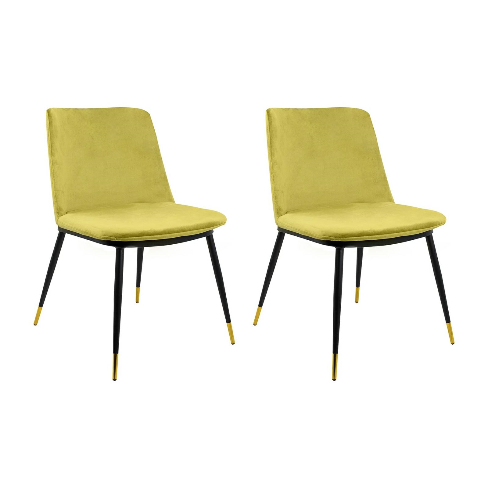 Scaune - Set de 2 Scaune Diego 50x58x82 cm, Catifea Negru Auriu - King Home