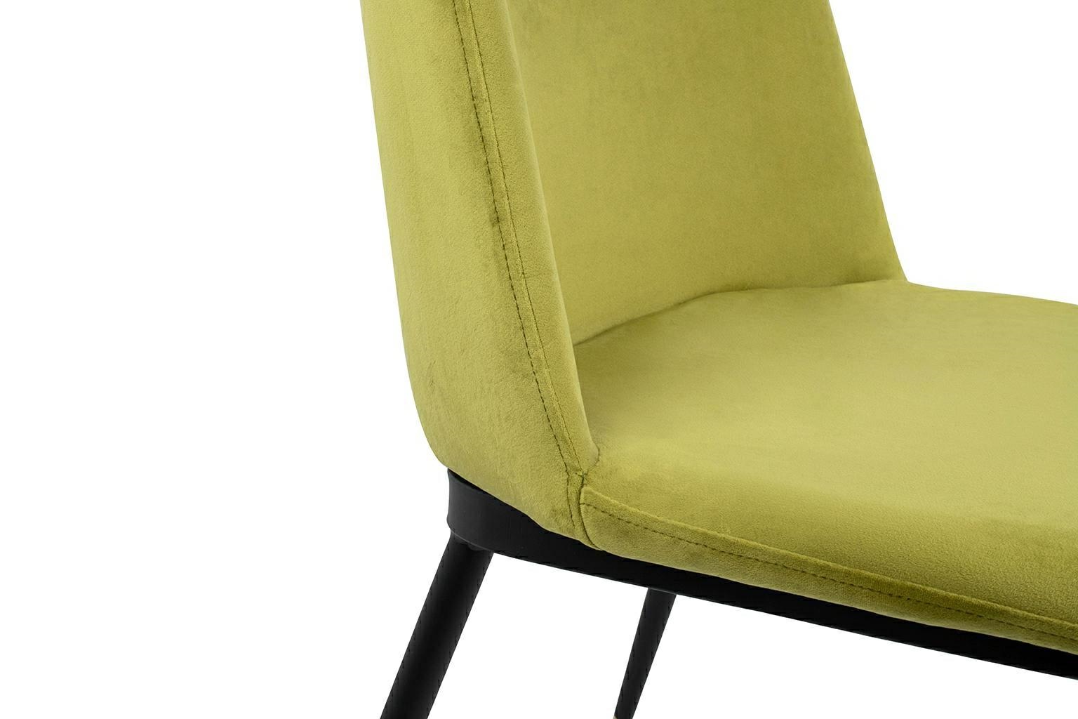 Set de 4 Scaune Diego 50x58x82 cm, Catifea Verde Deschis Negru Auriu - King Home [2]