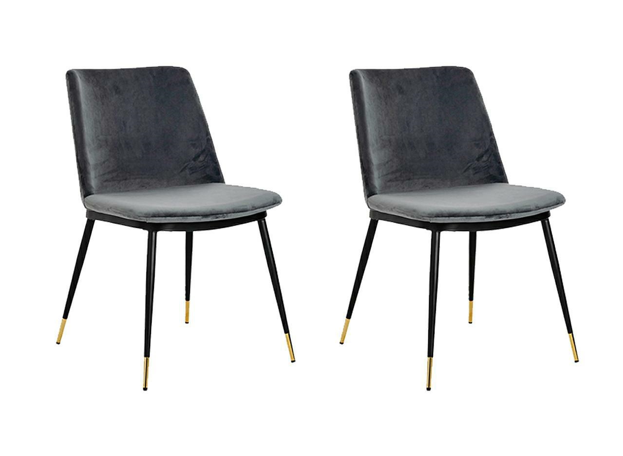 Scaune - Set de 2 Scaune Diego 50x58x82 cm, Catifea Gri Închis - King Home