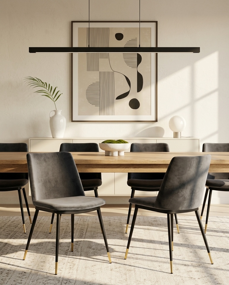 Set de 4 Scaune Diego 50x58x82 cm, Catifea Gri Închis - King Home [9]
