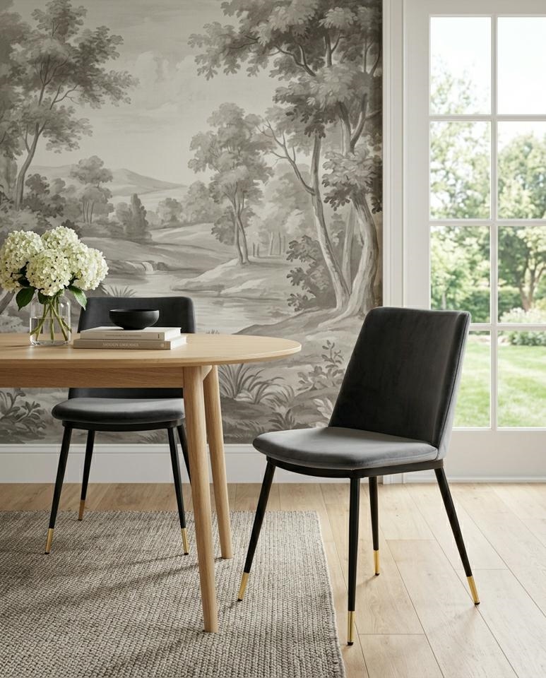 Set de 4 Scaune Diego 50x58x82 cm, Catifea Gri Închis - King Home [10]
