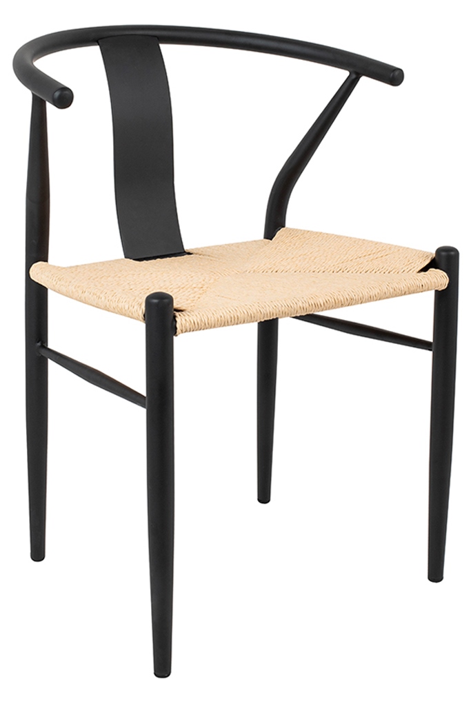 Scaune - Scaun Wishbone 55x50x75 cm, Negru - King Home