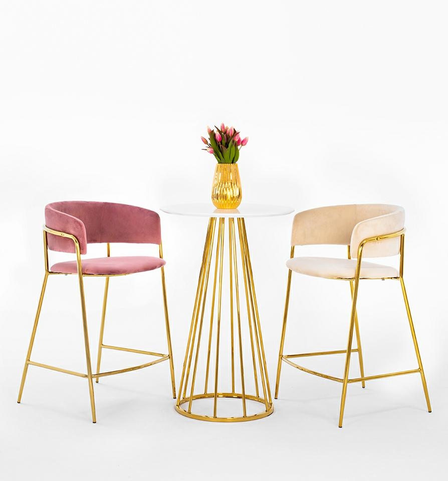 Masă de Bar Glam 60x60x90 cm, Alb Mat - King Home [5]