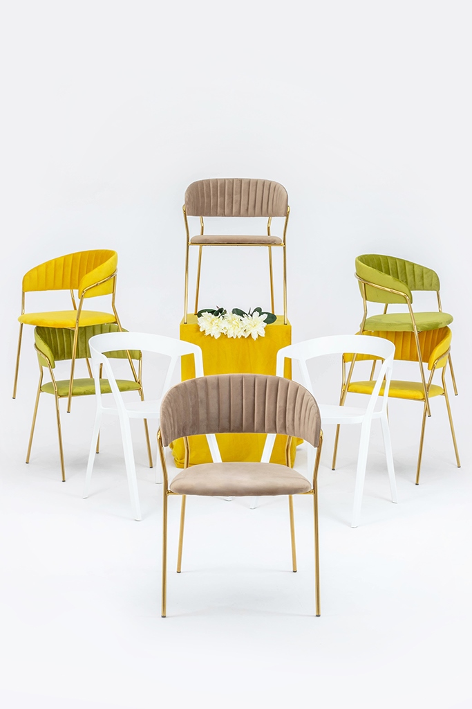 Scaun Margo 57x50x78 cm, Catifea Galben - King Home [14]