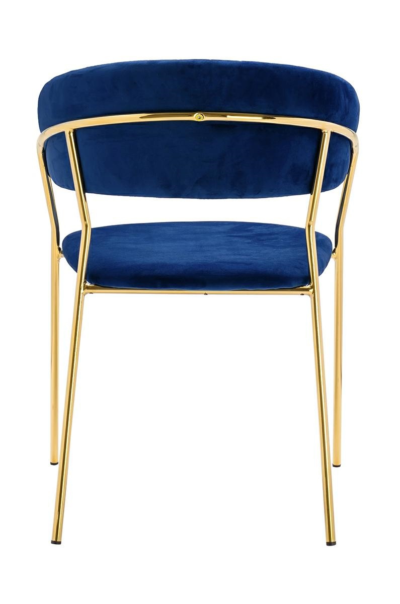 Set de 2 Scaune Margo 57x50x78 cm, Catifea Albastru Închis Auriu - King Home [9]