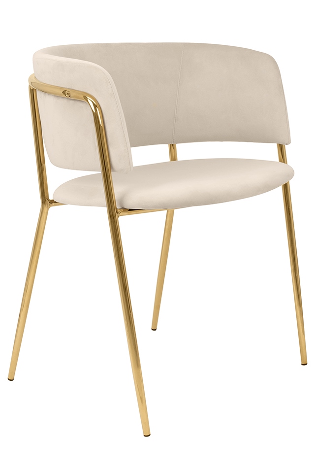 Scaune - Scaun Delta 58x54x76 cm, Catifea și Metal Bej - King Home