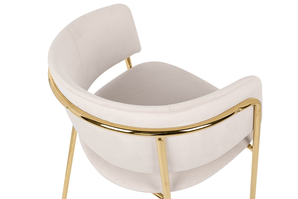 Scaun Delta 58x54x76 cm, Catifea și Metal Bej - King Home [6]