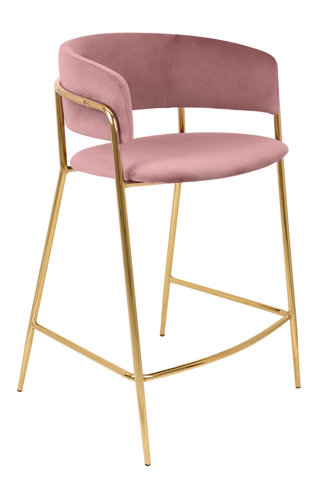 Scaune de bar - Scaun de Bar Delta 65 58x56x92 cm, Roz Auriu, Lucios - King Home