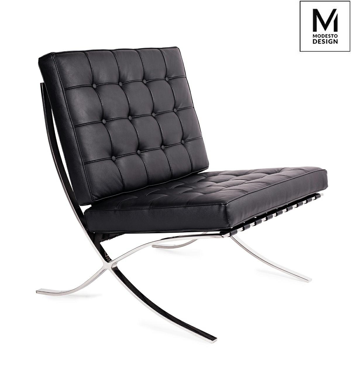 Produse - Fotoliu Barcelon 76x80x86 cm, Oțel Negru Lustruit - Modesto Design