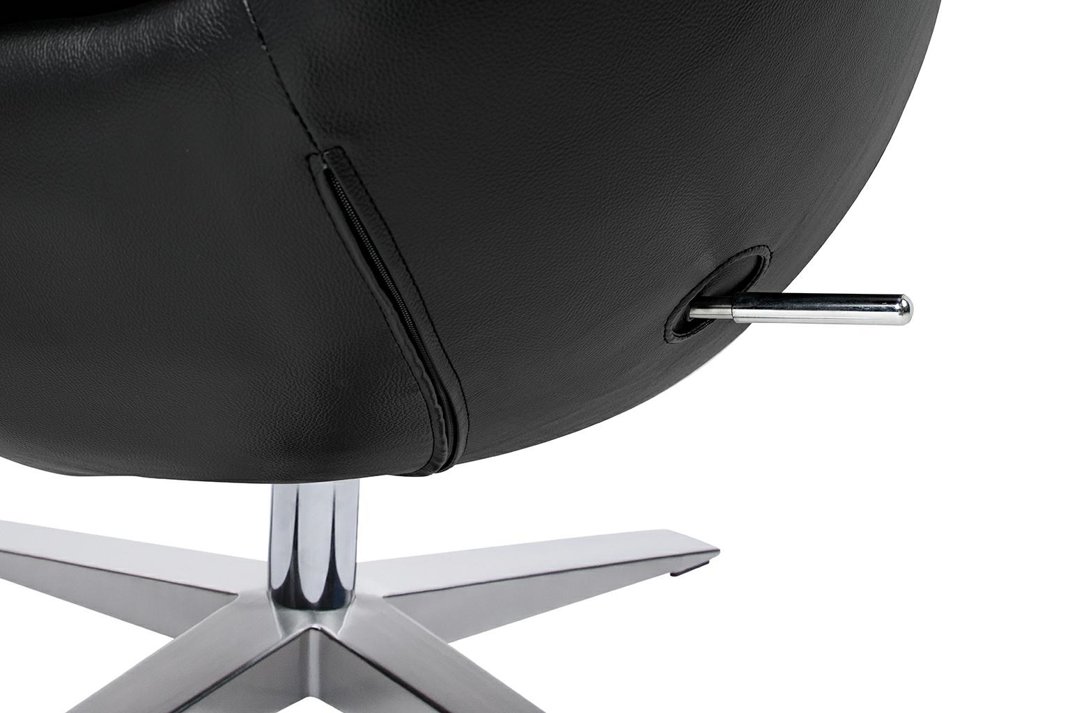 Fotoliu Egg Szeroki Pu 80x70x110 cm, Negru - King Home [7]
