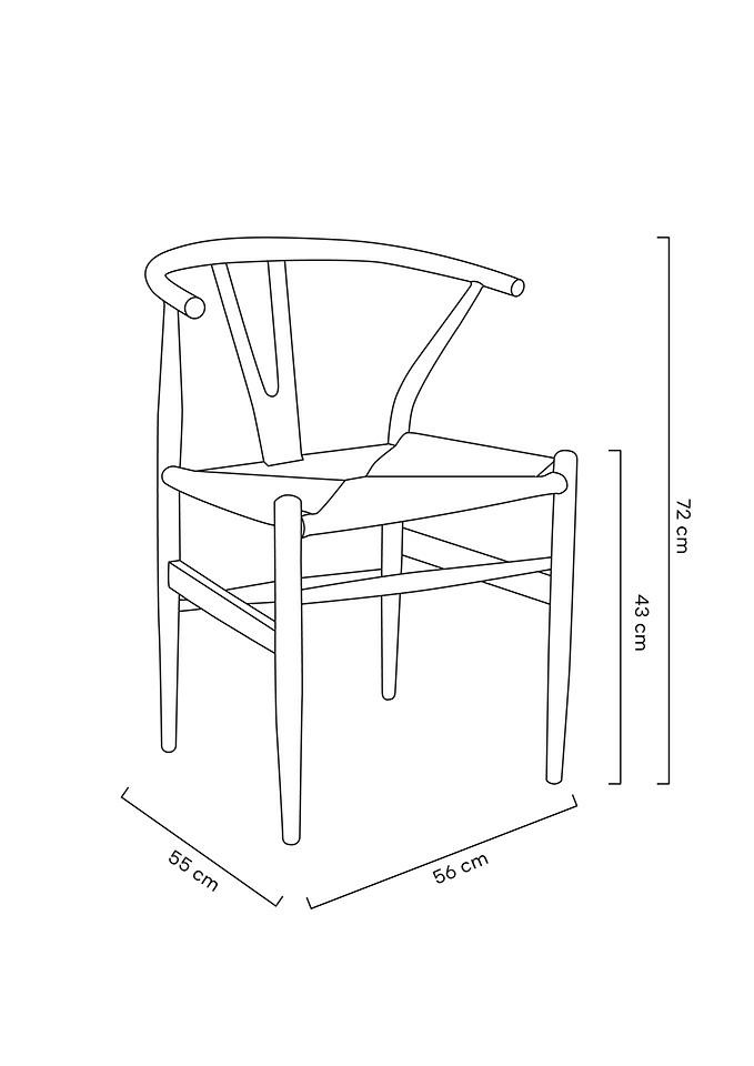 Scaun Wishbone 56x55x72 cm, Lemn de Fag Negru - King Home [2]