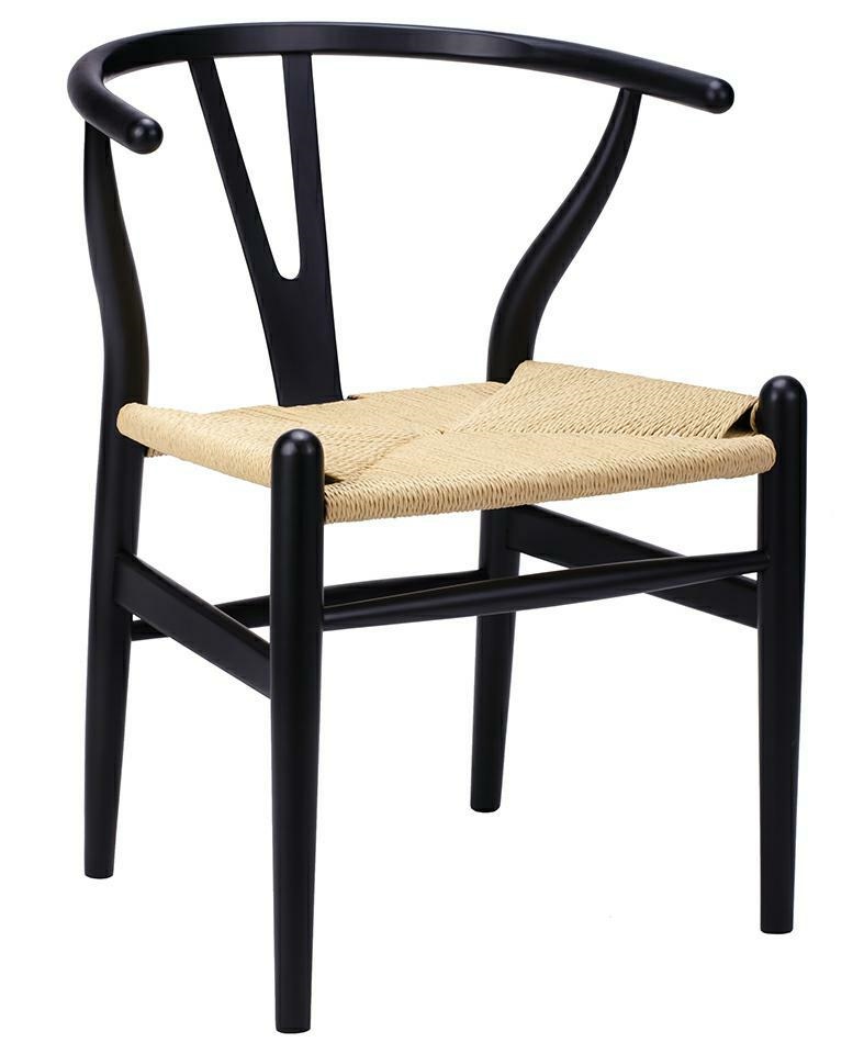 Scaune - Scaun Wishbone 56x55x72 cm, Lemn de Fag Negru - King Home