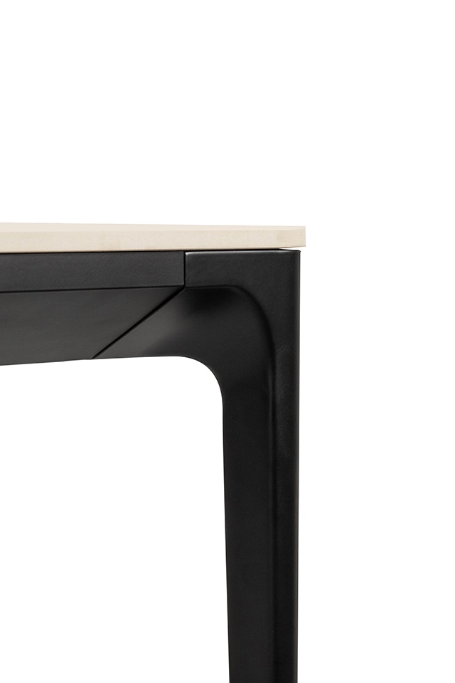 Masă de Dining Slim 180x90x73,5 cm, Marmură și Aluminiu Alb, Negru - King Home [2]