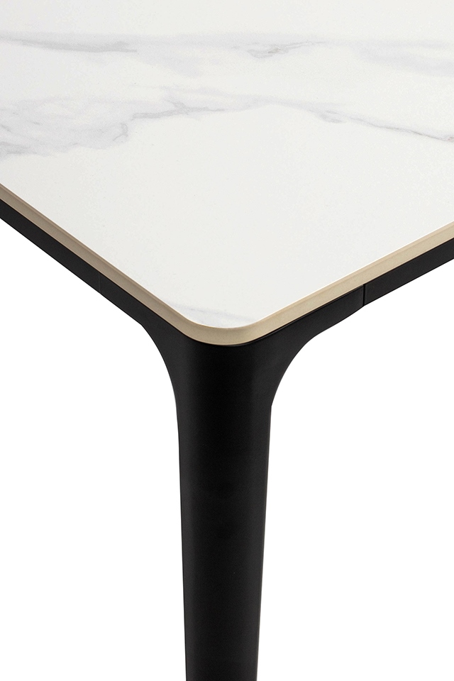Masă de Dining Slim 180x90x73,5 cm, Marmură și Aluminiu Alb, Negru - King Home [3]