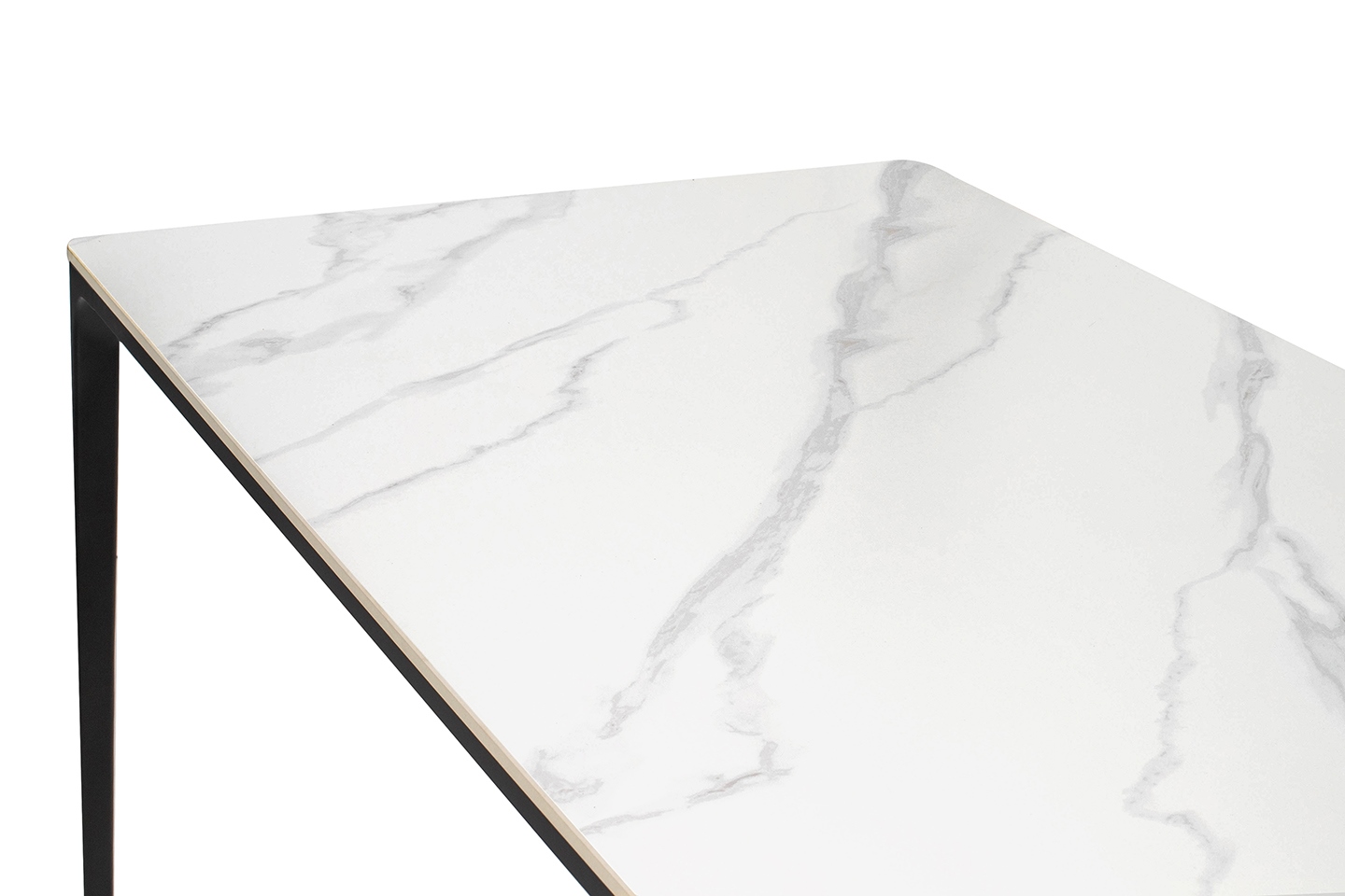 Masă de Dining Slim 180x90x73,5 cm, Marmură și Aluminiu Alb, Negru - King Home [4]