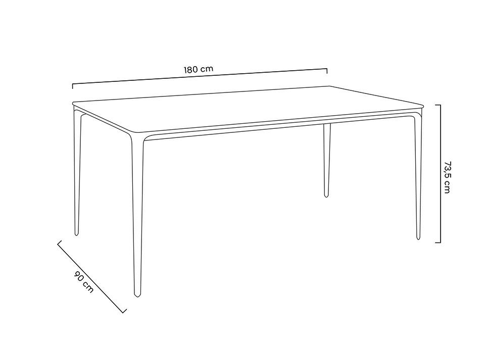 Masă de Dining Slim 180x90x73,5 cm, Marmură și Aluminiu Alb, Negru - King Home [6]