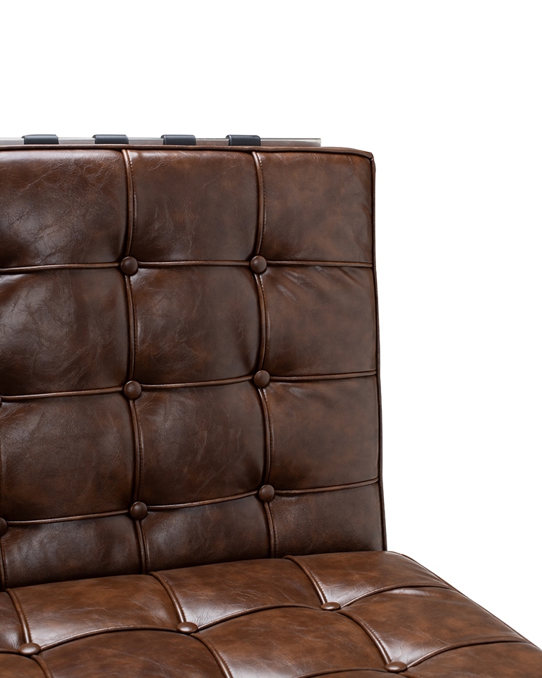 Canapea Barcelon Vintage 150x75x75 cm, Piele Naturală Maro Ciocolatiu Lucios - Modesto Design [2]