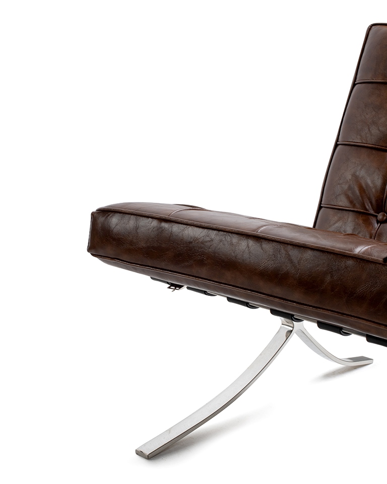 Canapea Barcelon Vintage 150x75x75 cm, Piele Naturală Maro Ciocolatiu Lucios - Modesto Design [3]