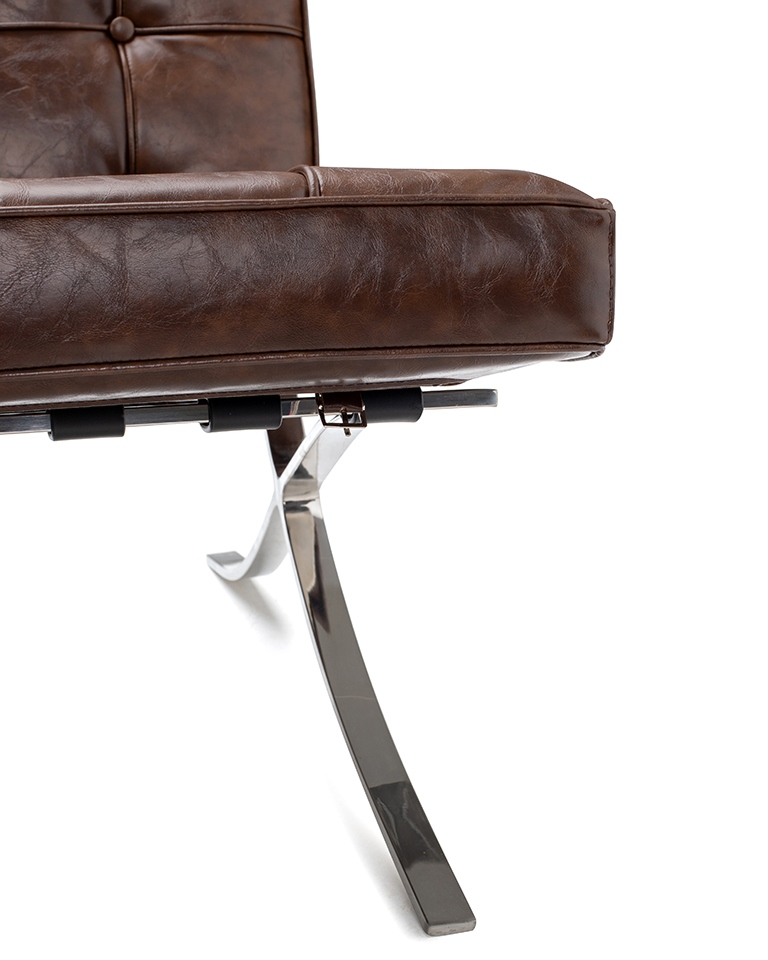 Canapea Barcelon Vintage 150x75x75 cm, Piele Naturală Maro Ciocolatiu Lucios - Modesto Design [4]