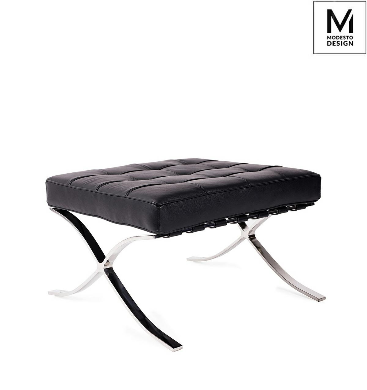 Produse - Taburet Modesto 61x56x38 cm, Piele Ecologică Negru Lustruit - King Home