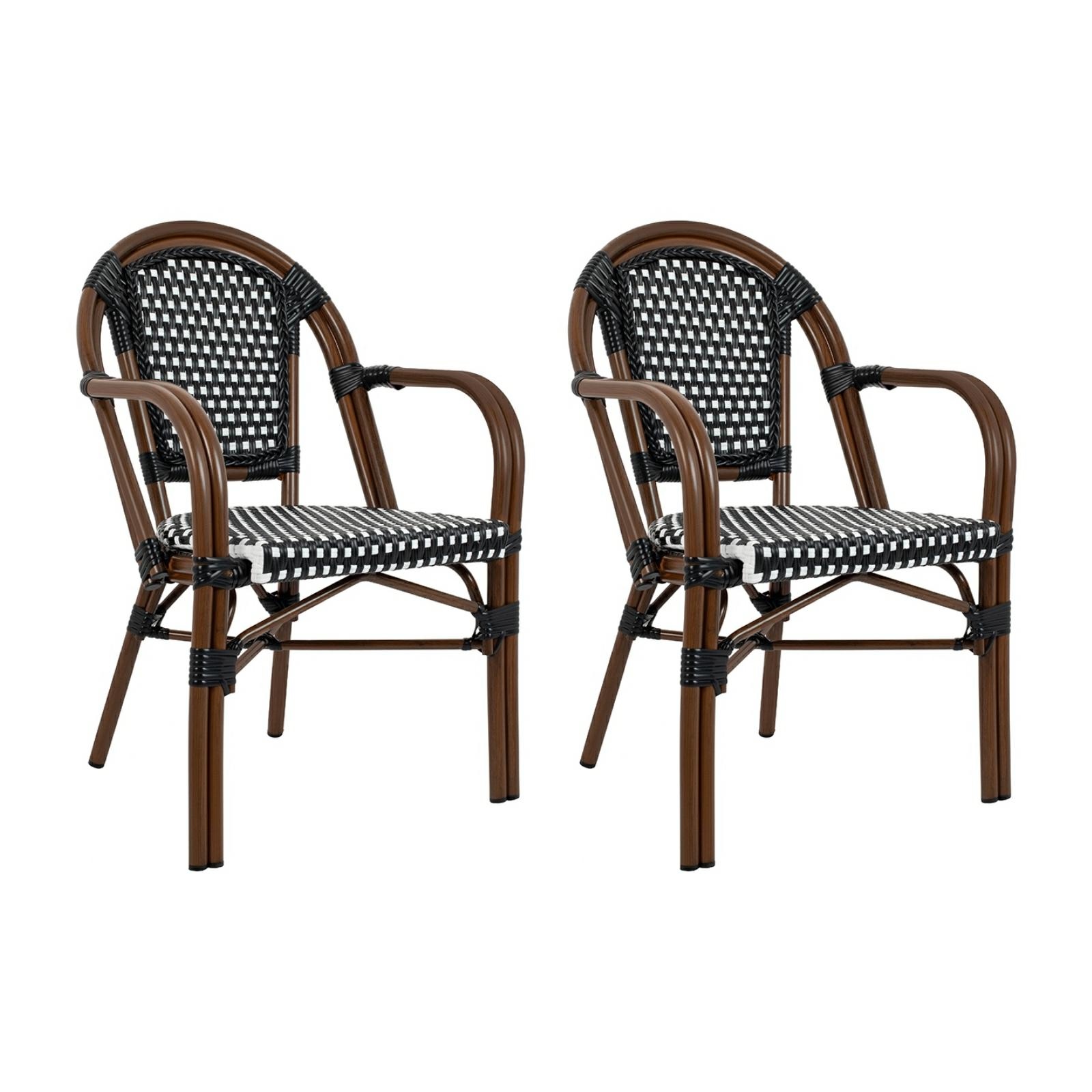 Produse - Set de 2 Scaune de Grădină Cafe Paris Arm 57x57x88 cm, Efect Nuc - King Home