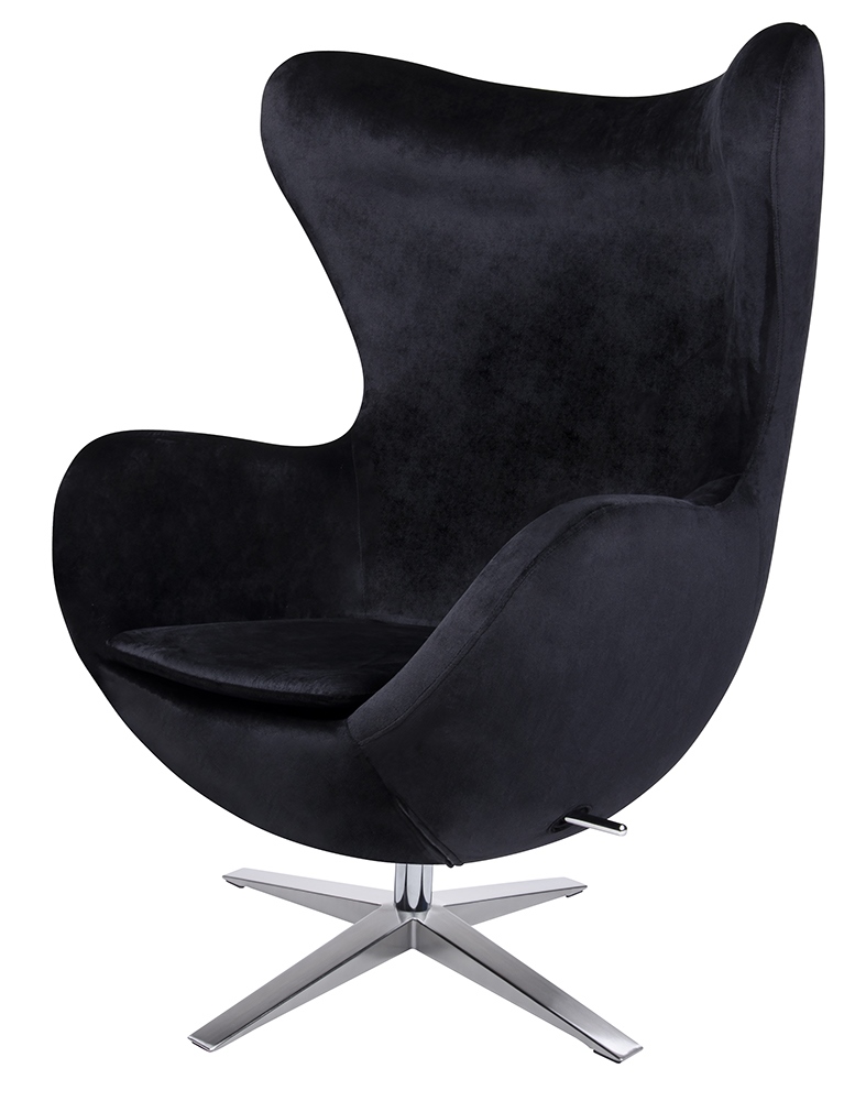 Produse - Fotoliu Egg Szeroki Velvet 80x70x110 cm, Poliester și Metal Negru Lustruit - King Home