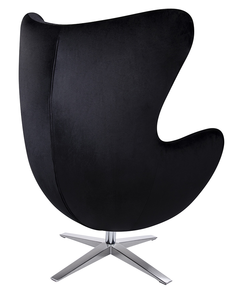 Fotoliu Egg Szeroki Velvet 80x70x110 cm, Poliester și Metal Negru Lustruit - King Home [3]