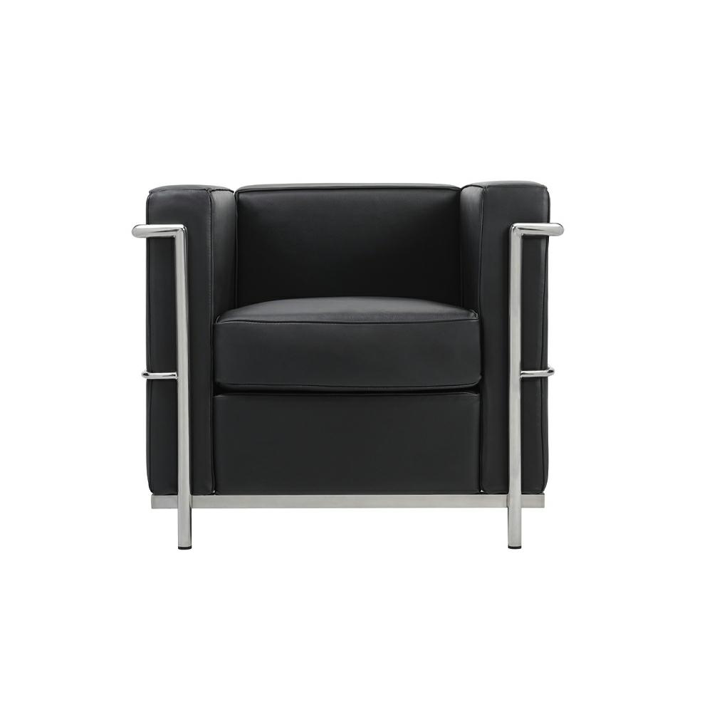 Produse - Fotoliu Soft Lc2 80x70x70 cm, Piele Natural Negru Crom - King Home