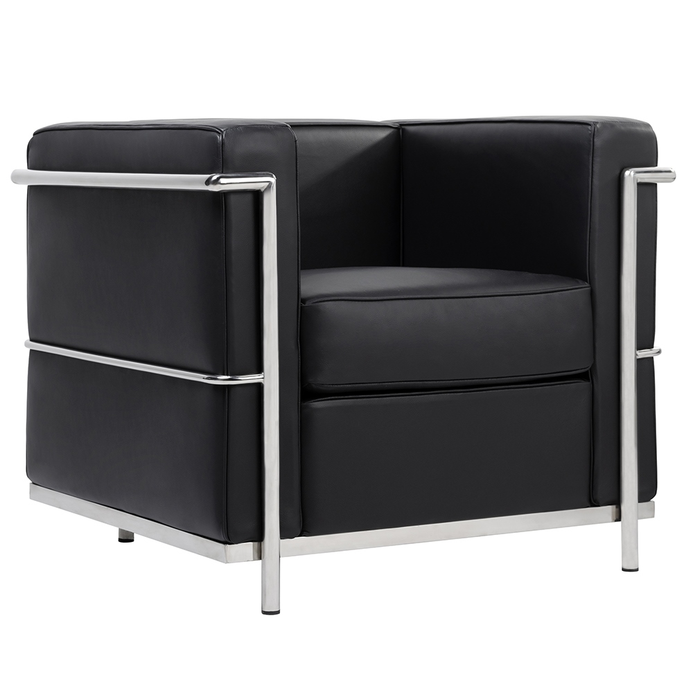Fotoliu Soft Lc2 80x70x70 cm, Piele Natural Negru Crom - King Home [5]