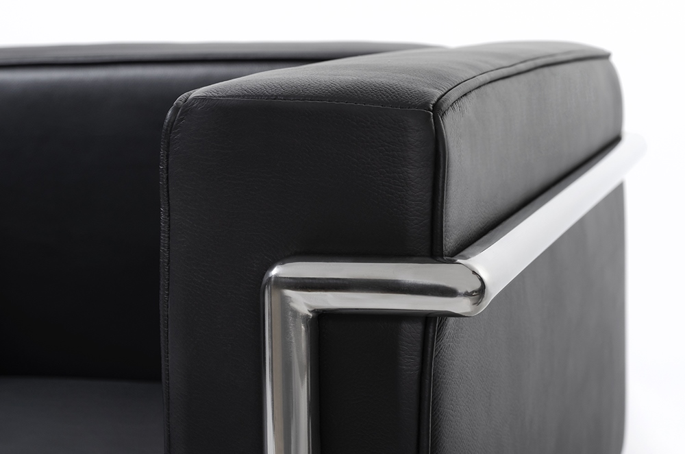 Fotoliu Soft Lc2 80x70x70 cm, Piele Natural Negru Crom - King Home [7]