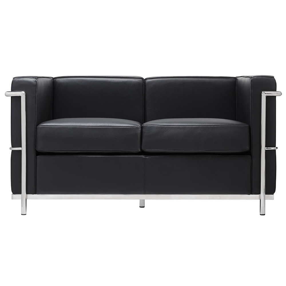 Produse - Canapea Soft Lc2 130x70x70 cm, Piele Naturală Italiană Negru - King Home