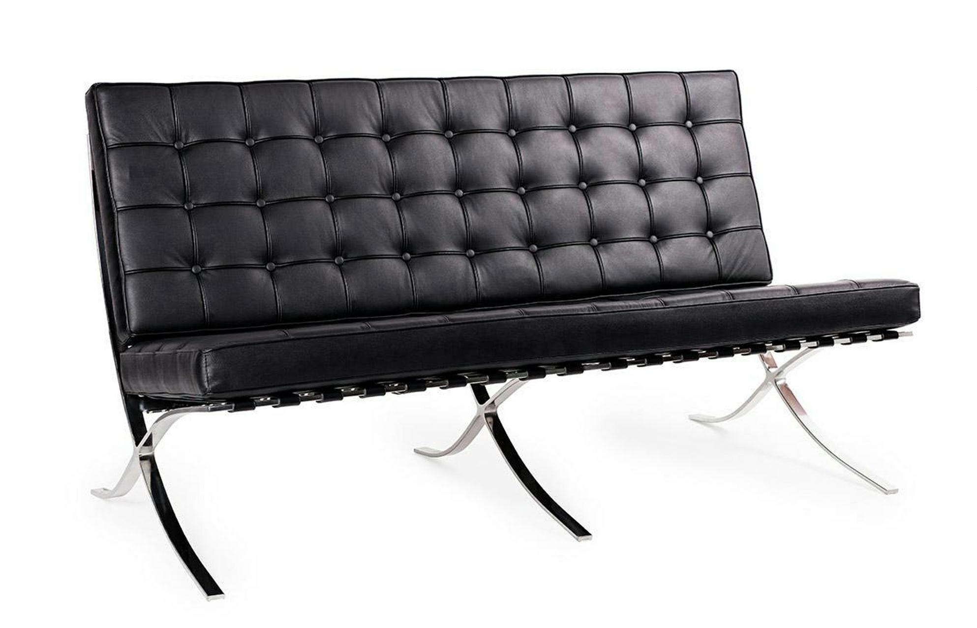 Produse - Canapea Barcelon 180x75x85 cm, Piele Naturală Italiană Negru - King Home