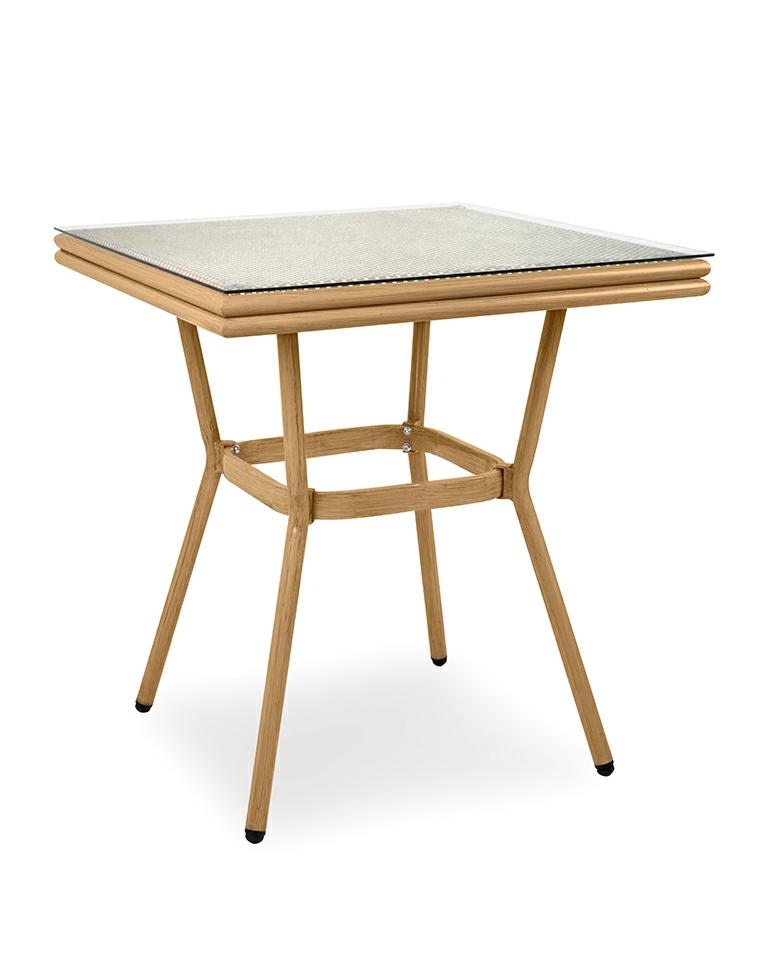 Produse - Masă de Grădină Cafe Bistro Paris 70x70x76 cm, Ratan și Oțel Maro Deschis - King Home