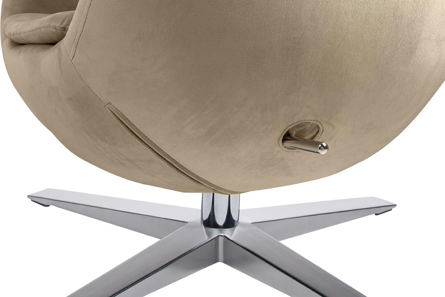Fotoliu Egg Szeroki Velvet 80x70x110 cm, 100% Poliester și Metal Khaki - King Home [8]