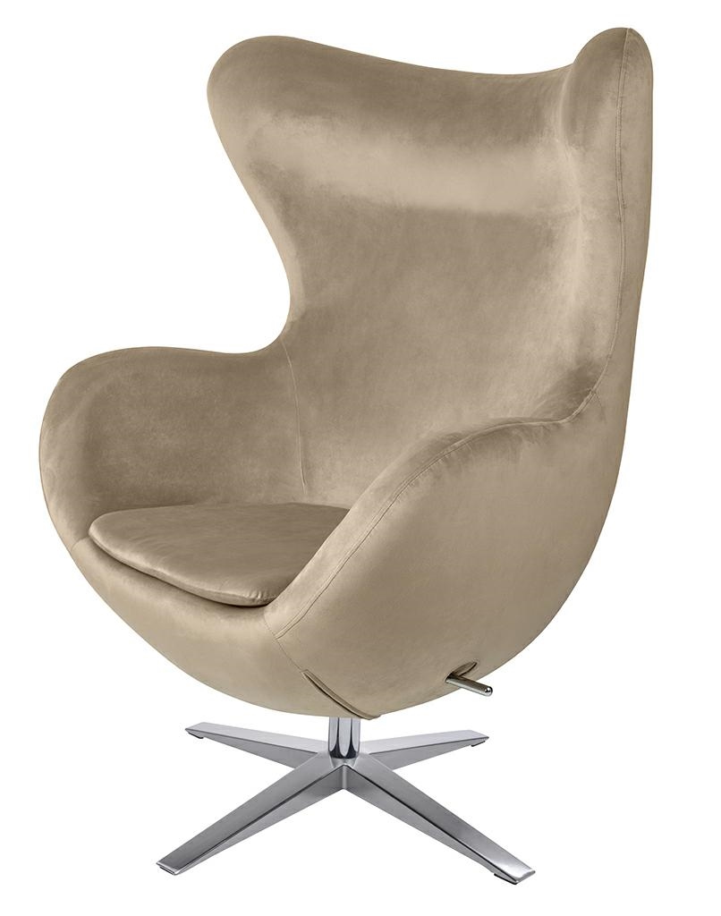 Produse - Fotoliu Egg Szeroki Velvet 80x70x110 cm, 100% Poliester și Metal Khaki - King Home