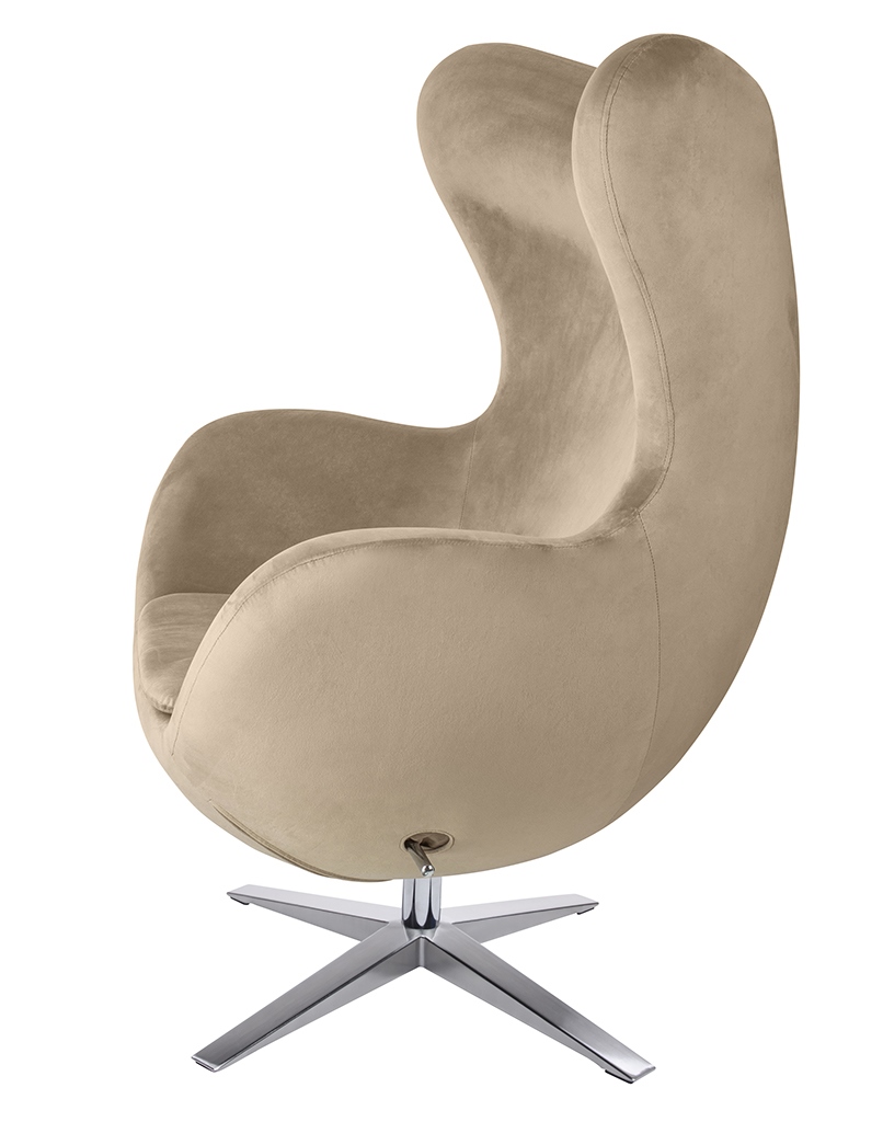 Fotoliu Egg Szeroki Velvet 80x70x110 cm, 100% Poliester și Metal Khaki - King Home [11]