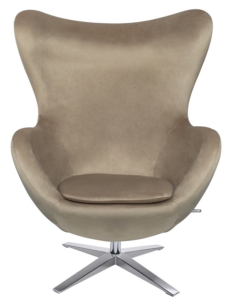 Fotoliu Egg Szeroki Velvet 80x70x110 cm, 100% Poliester și Metal Khaki - King Home [14]