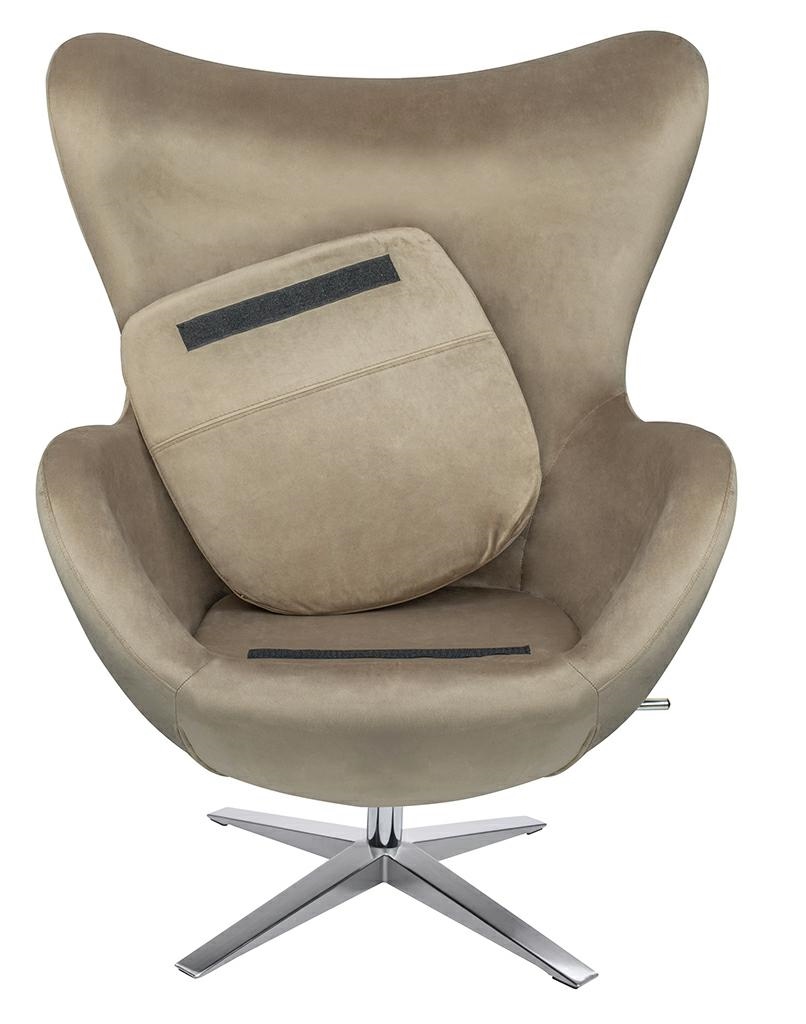 Fotoliu Egg Szeroki Velvet 80x70x110 cm, 100% Poliester și Metal Khaki - King Home [15]