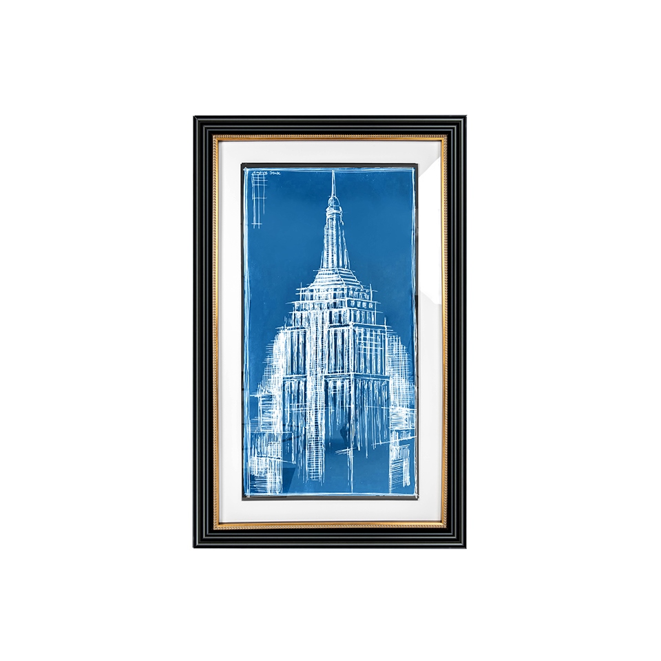 Decoratiuni - Tablou Decorativ Empire Art Deco 69,5x3x114,5 cm, Albastru Profund - King Home