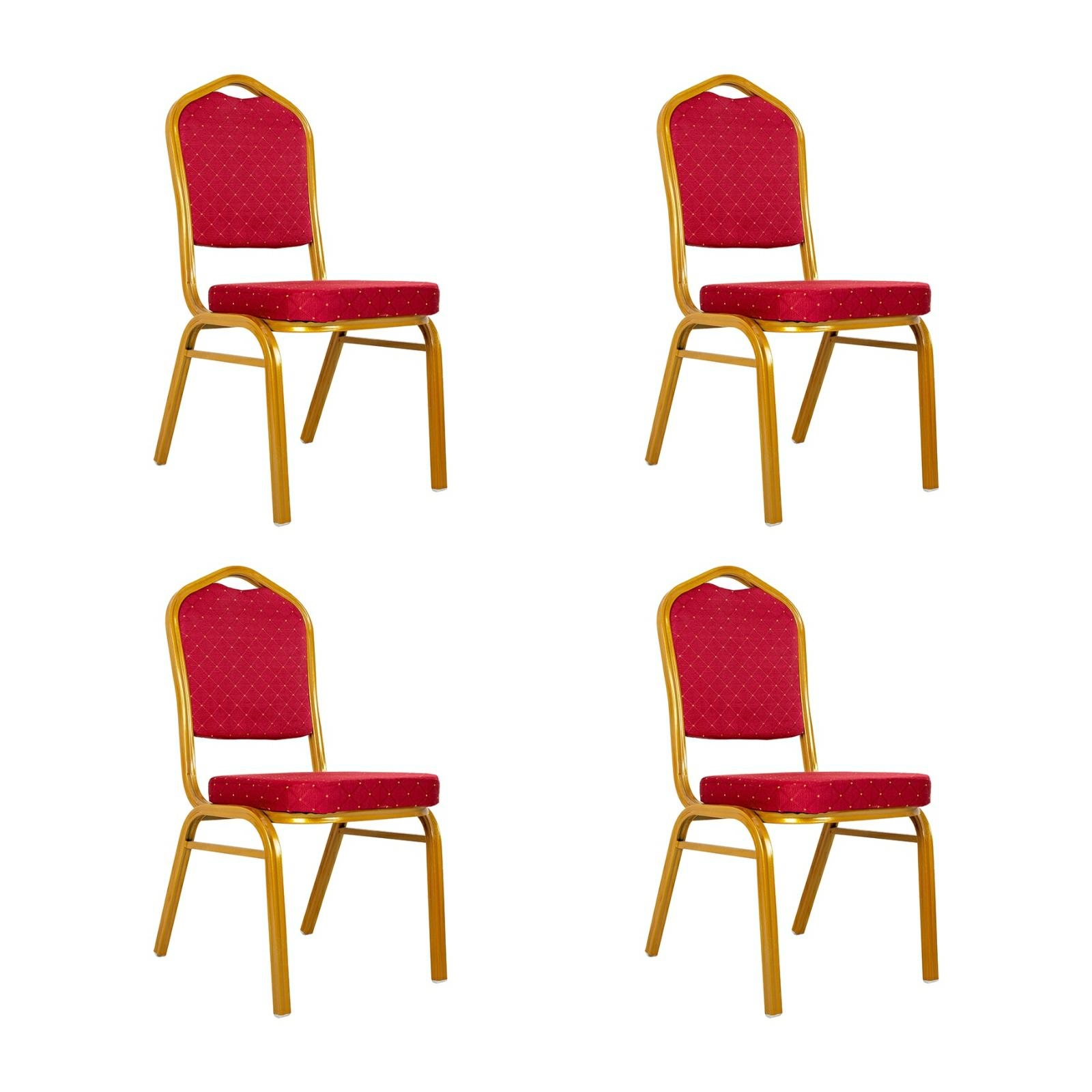Scaune - Set de 4 Scaune Heros 46x58x93,5 cm, Țesătură Roșu - King Home