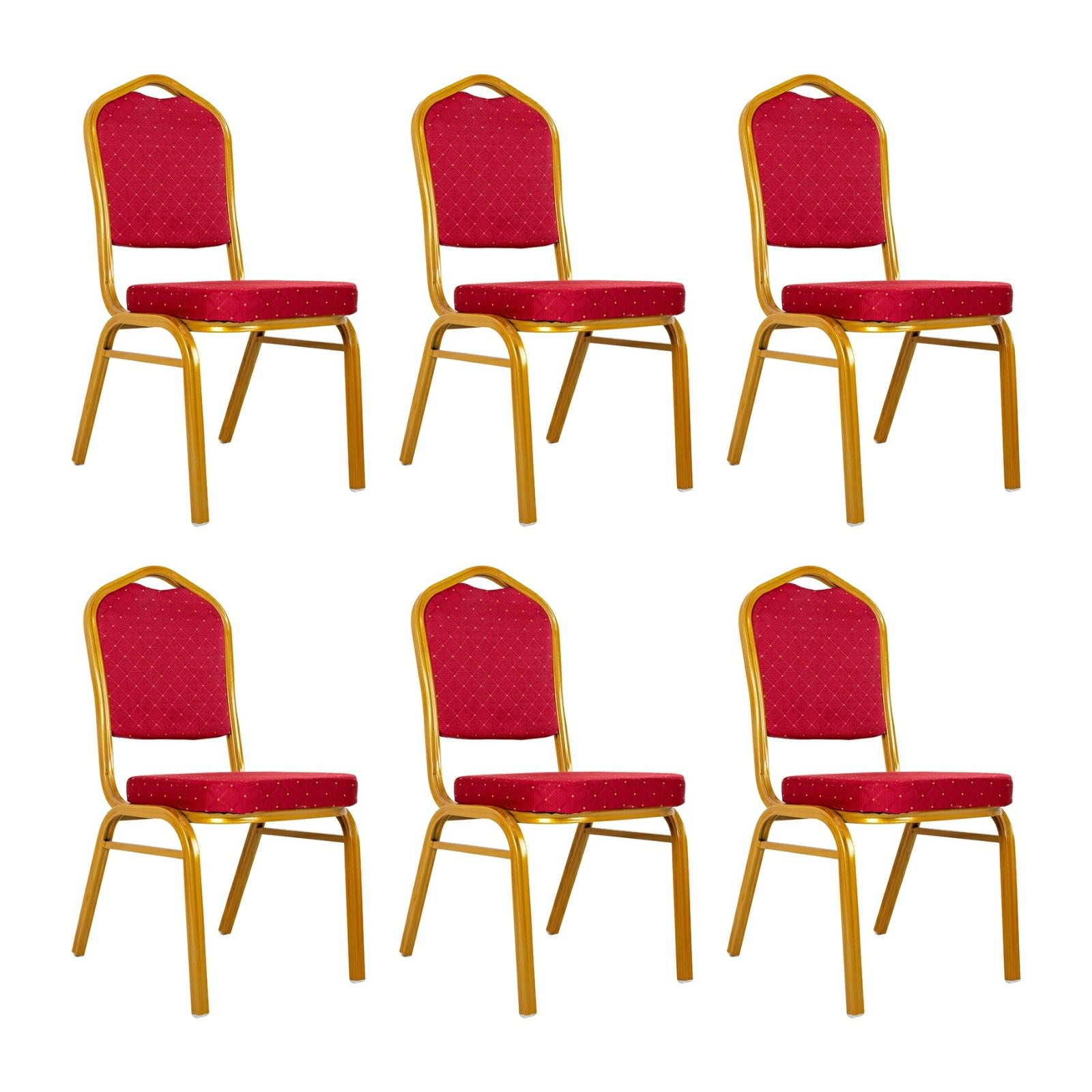 Scaune - Set de 6 Scaune Heros 46x58x93,5 cm, Roșu - King Home