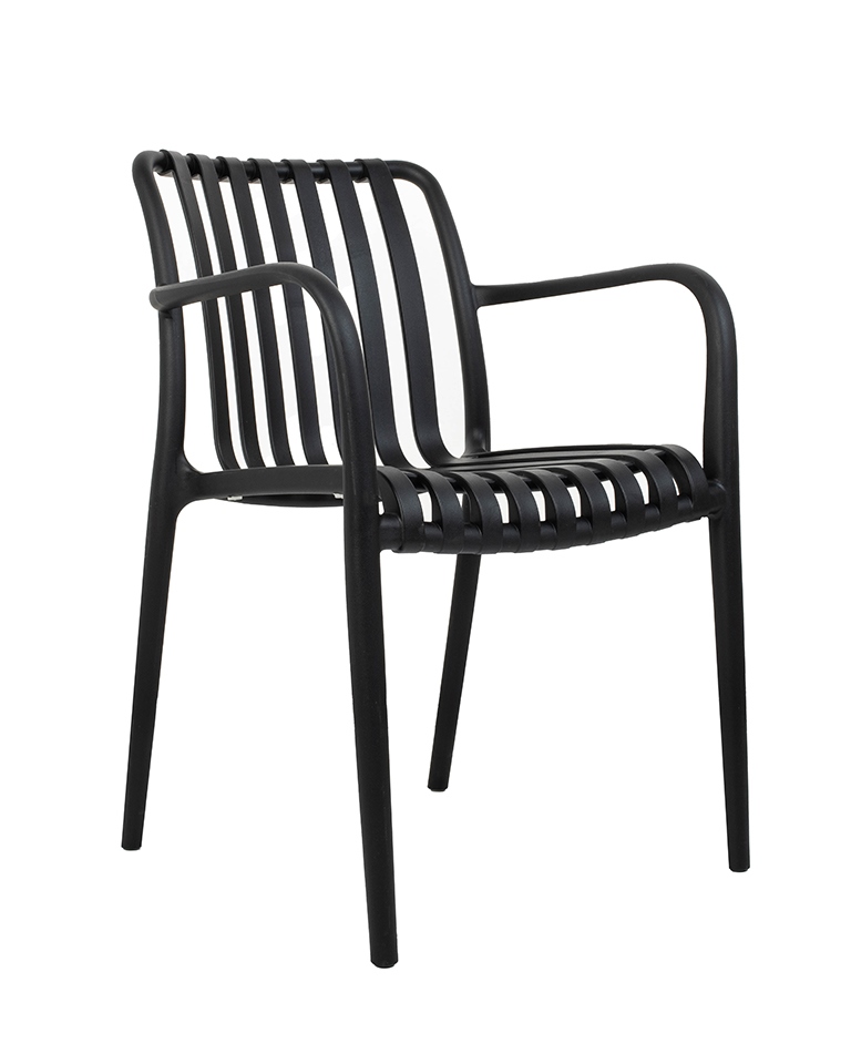 Scaune - Scaun Strips Arm 56x60x80 cm, Polipropilenă Negru - Modesto Design