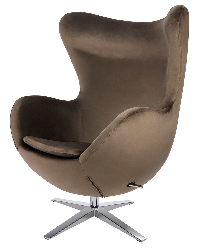 Produse - Fotoliu Egg Szeroki Velvet 80x70x110 cm, 100% Poliester și Metal Maro Închis Lustruit - King Home