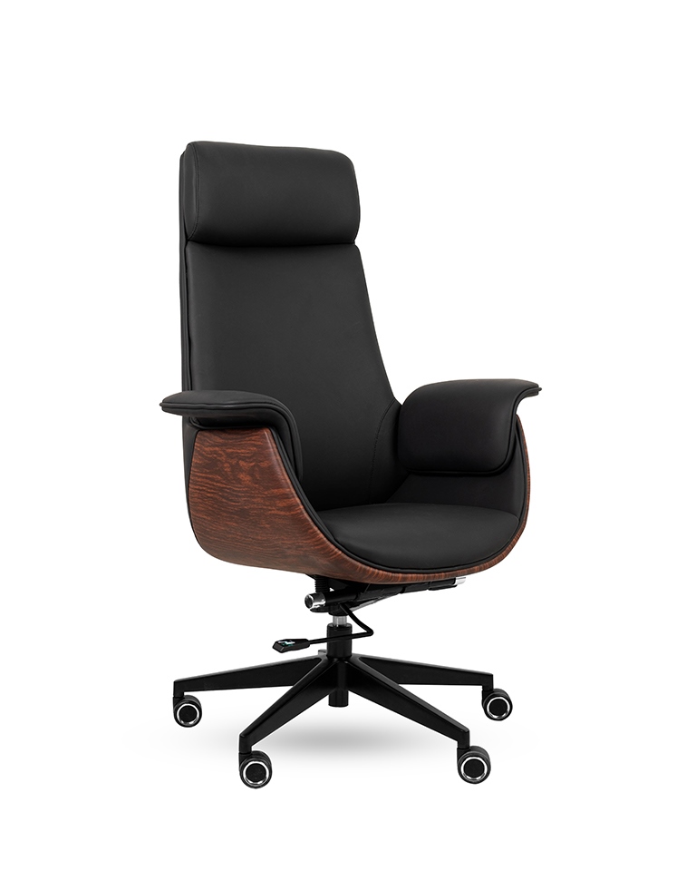 Produse - Scaun de Birou Admiral, Piele Ecologică și Ecopiele Imitând Lemn Negru - King Home