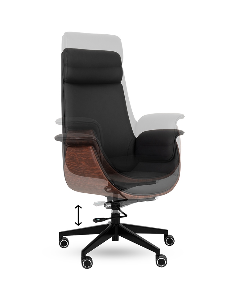 Scaun de Birou Admiral, Piele Ecologică și Ecopiele Imitând Lemn Negru - King Home [2]