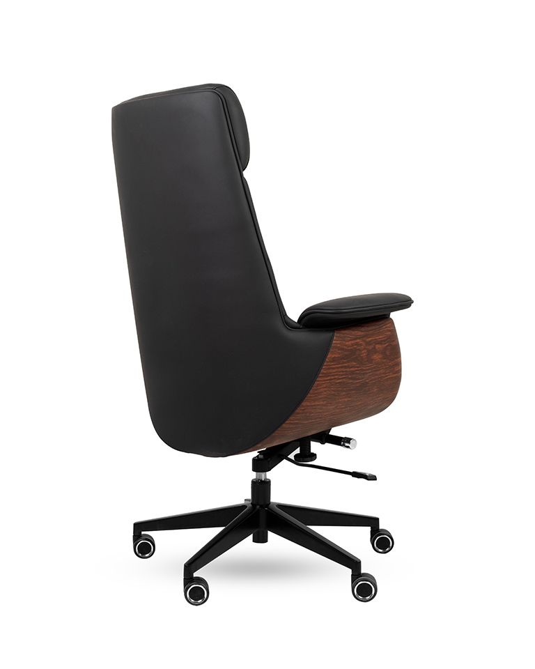 Scaun de Birou Admiral, Piele Ecologică și Ecopiele Imitând Lemn Negru - King Home [5]