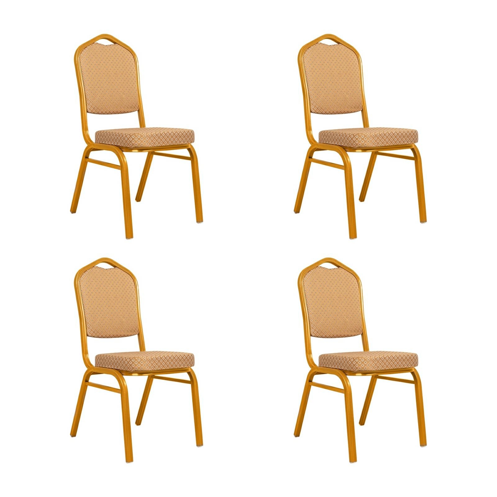 Produse - Set de 4 Scaune Hera 46x58x93,5 cm, Țesătură Bej Auriu - King Home