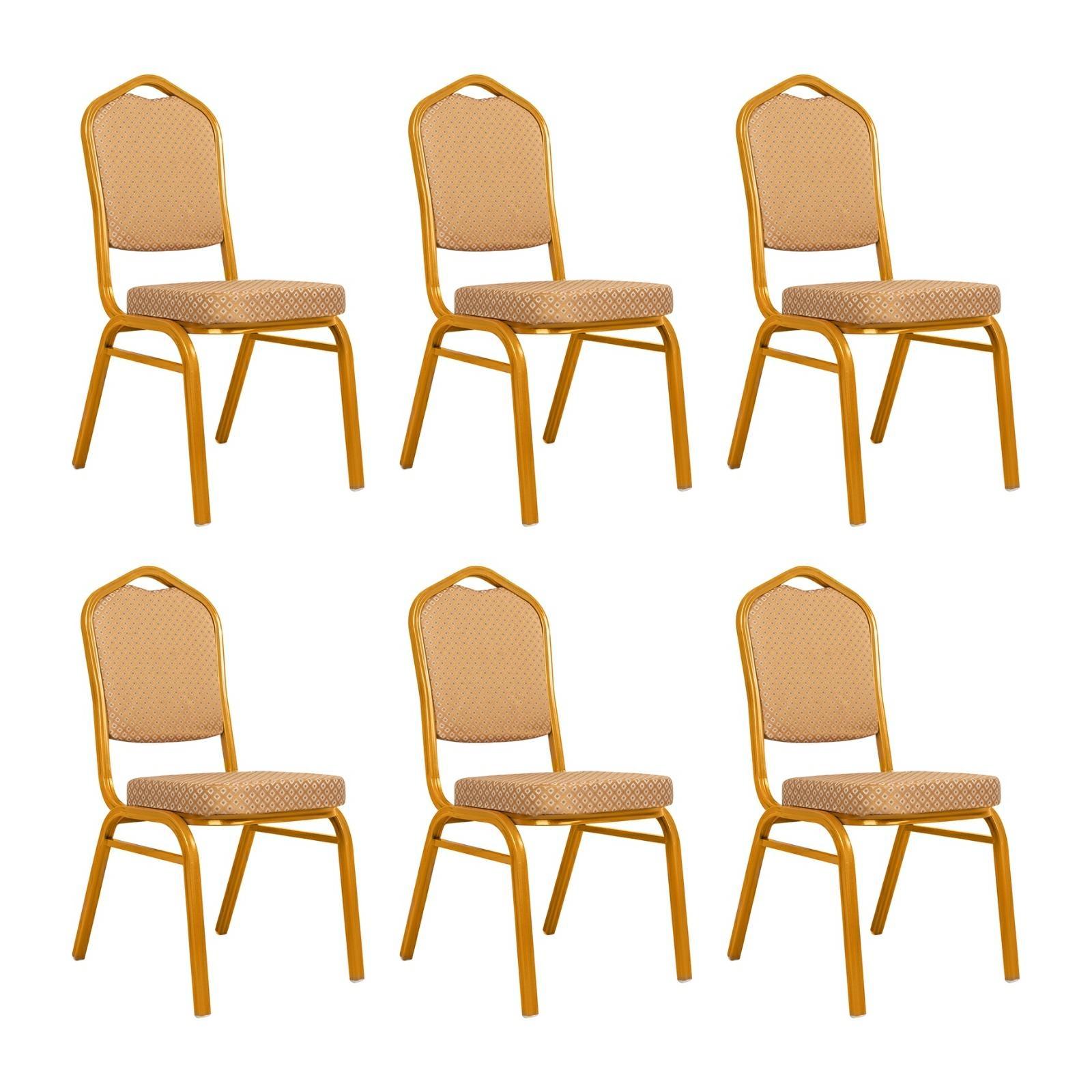 Produse - Set de 6 Scaune Hera 46x58x93,5 cm, Țesătură și Oțel Bej Aurie - King Home