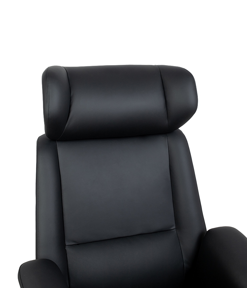 Scaun de Birou Comandor 78x82x130 cm, Piele Naturală Negru - King Home [8]